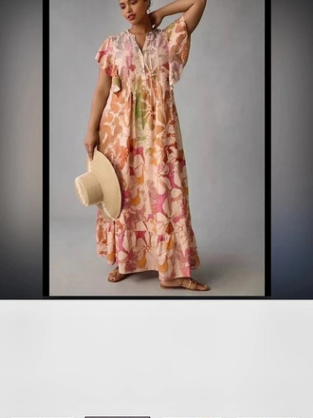 Maeve Anthropologie The Cassandra Floral Maxi Dress in Pink & Orange Size XL